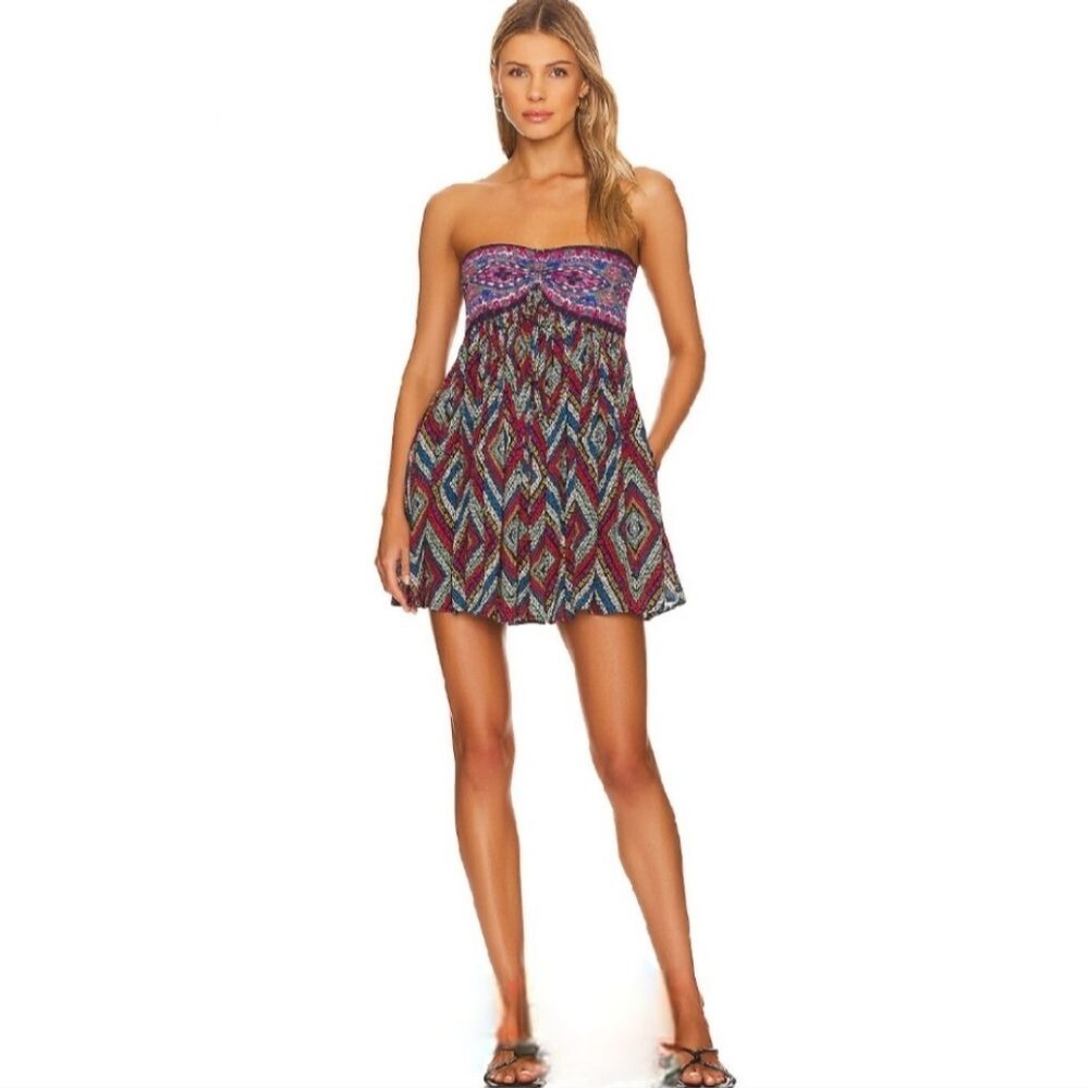 Free People Elowen Tube Romper in Dark Combo Size L